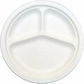 Green Wave International TW-POO-005 PEC White 10 in. 3 Compartment Bagasse Evolution Plate, 500PK TW-POO-005  (PEC)